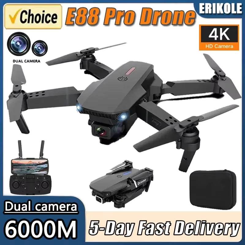 2024 E88Pro RC Drone 4K Professinal with 1080P Wide Angle HD Camera Foldable Helicopter WIFI FPV Height Hold Gift Toy