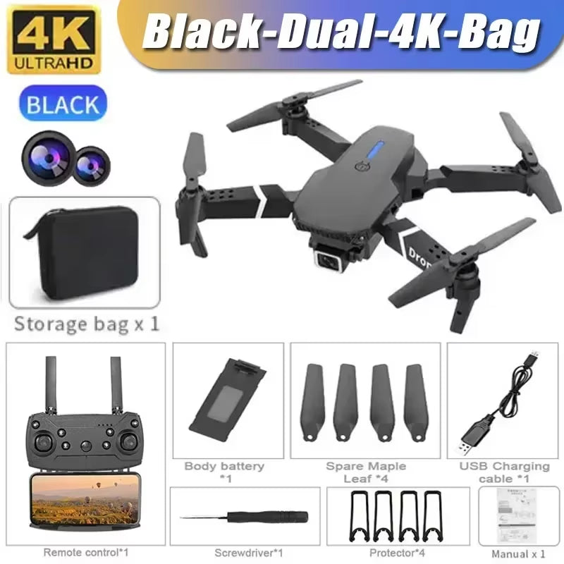 2024 E88Pro RC Drone 4K Professinal with 1080P Wide Angle HD Camera Foldable Helicopter WIFI FPV Height Hold Gift Toy