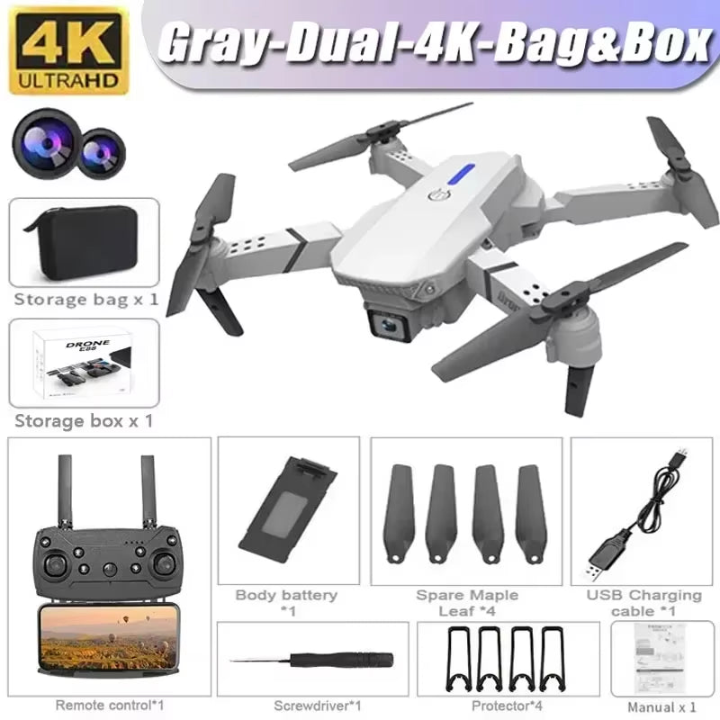 2024 E88Pro RC Drone 4K Professinal with 1080P Wide Angle HD Camera Foldable Helicopter WIFI FPV Height Hold Gift Toy