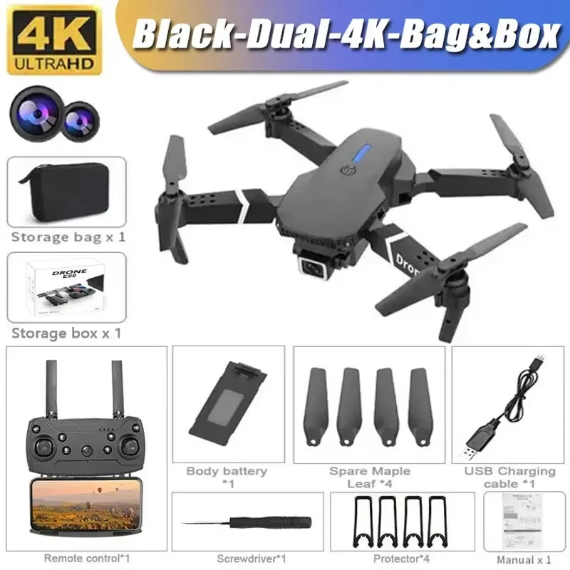 2024 E88Pro RC Drone 4K Professinal with 1080P Wide Angle HD Camera Foldable Helicopter WIFI FPV Height Hold Gift Toy